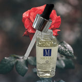 Millian Skincare Rose Essential Oil . Organic rosehip seed oil, organic olive oil infused with organic calendula flowers, organic jojoba oil, vitamin E oil, and a blend of pure essential oils